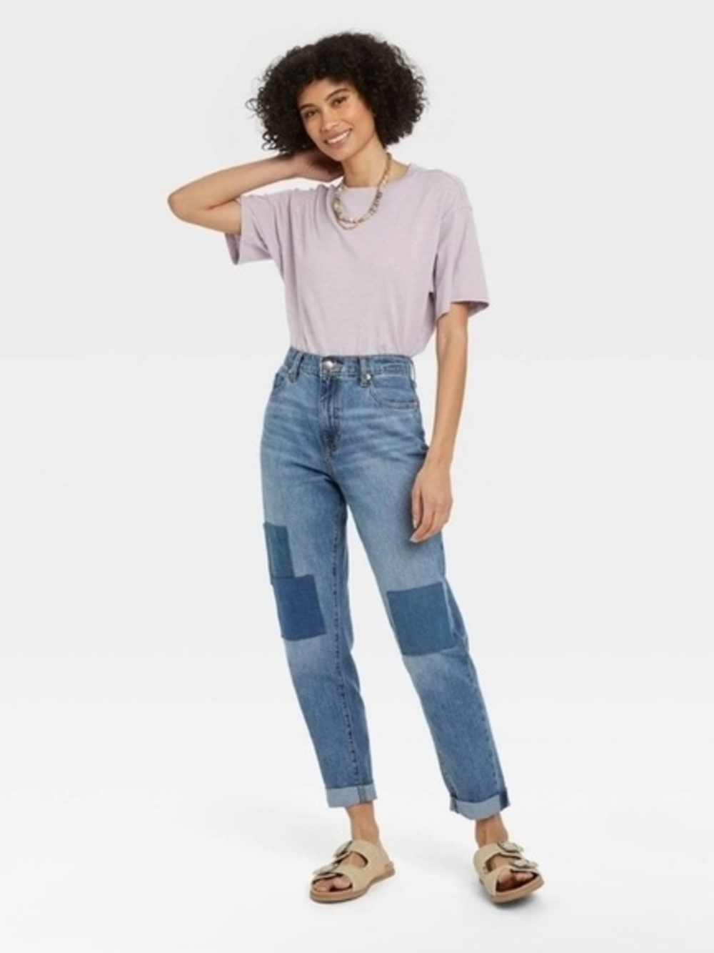 NWT Universal Thread™ High Rise Bkyfriend Fit Patchwork Jeans SIze 14/32R